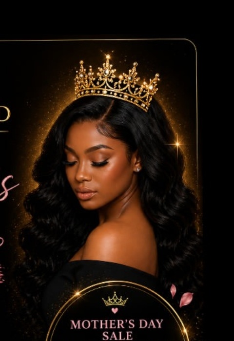 A crowned queen with soft waves